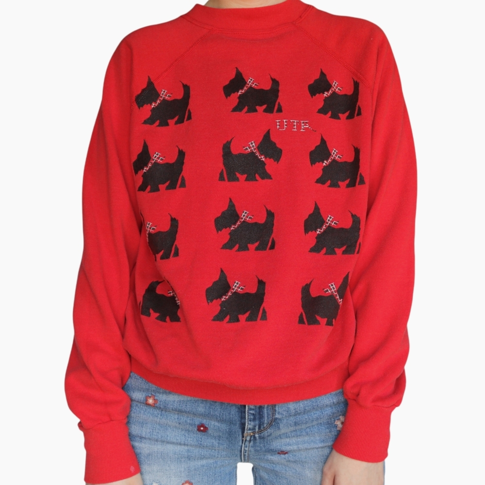 Vintage | Red and Black Scottie Dog Sweatshirt Jansport Brand